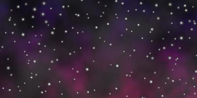 Dark Purple vector background with colorful stars.