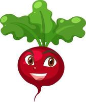 Radish cartoon character with happy face expression vector