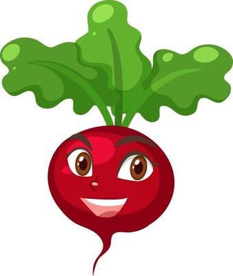 Radish cartoon character with happy face expression