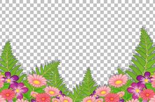 Pink flowers with leaves vector