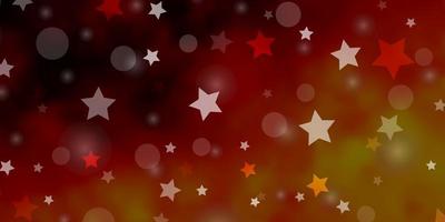 Light Orange vector background with circles, stars.