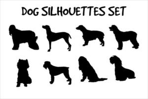 Vector dog silhouettes collection isolated on white.