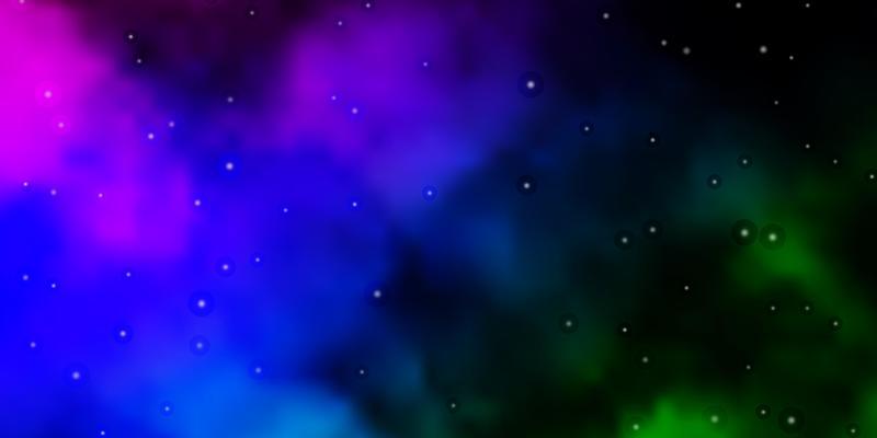 Dark Multicolor vector background with small and big stars.