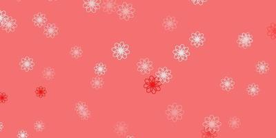 Telón de fondo natural de vector rojo claro con flores.