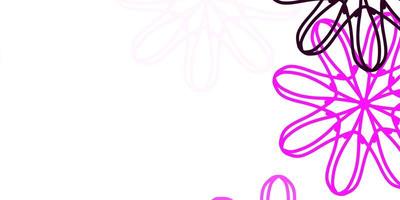 Light Pink vector doodle template with flowers.