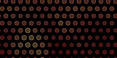 Telón de fondo de vector naranja oscuro con símbolos de misterio.