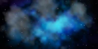 Dark BLUE vector background with small and big stars.