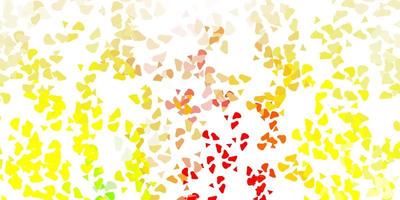 Light red, yellow vector backdrop with chaotic shapes.