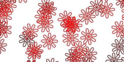 Light Red vector doodle pattern with flowers.