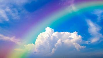 Rainbow, beautiful colors in the blue sky photo