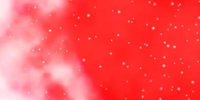 Light Red vector background with colorful stars.