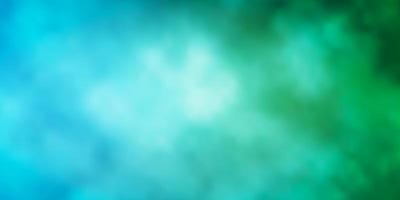 Light Blue, Green vector background with clouds.