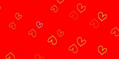 Light Red, Yellow vector pattern with colorful hearts.