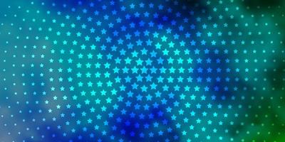 Light Blue, Green vector background with small and big stars.