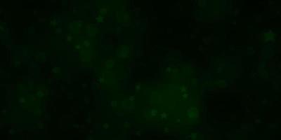 Dark Green vector background with circles, stars.