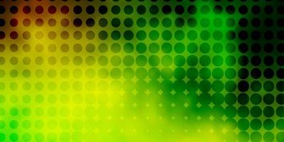 Light Green, Yellow vector background with bubbles.