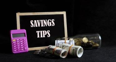 Money saving tips concept photo