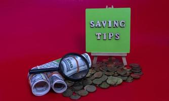 Money saving tips concept photo