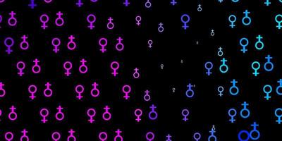 Light Pink, Blue vector texture with women's rights symbols.