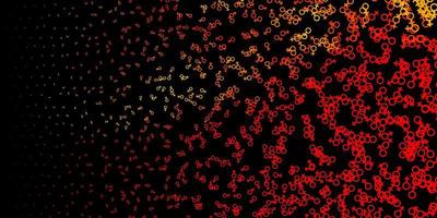 Dark Red, Yellow vector backdrop with mystery symbols.