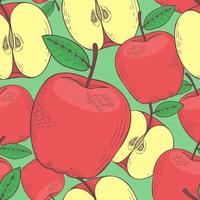 Apple Fruit Hand Drawn Vector Illustration Seamless Pattern
