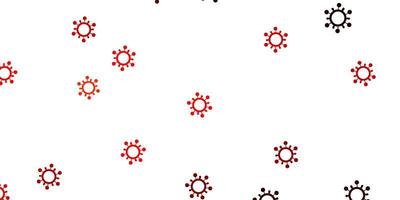 Light red, yellow vector backdrop with virus symbols.