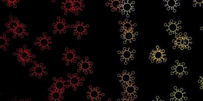 Dark red, yellow vector template with flu signs.