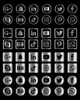 Silver social media icons collectionn vector