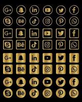 Golden social media icons collection vector