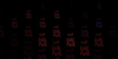 Dark Pink, Red vector backdrop with woman's power symbols.