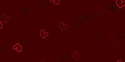 Light Red vector template with doodle hearts.