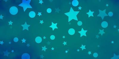 Light BLUE vector background with circles, stars.