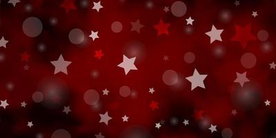 Dark Red vector layout with circles, stars.