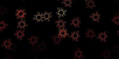 Dark orange vector backdrop with virus symbols.