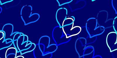 Light BLUE vector pattern with colorful hearts.