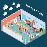 Robotic Store Isometric Composition Vector Illustration