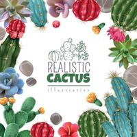 Cactus Succulents Realistic Frame Vector Illustration