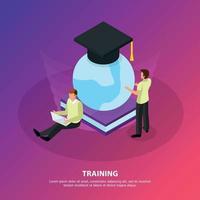 Online Training Isometric Background Vector Illustration