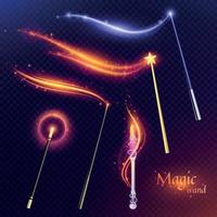 Magic Wands Transparent Set Vector Illustration