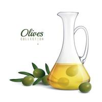 Ilustración de vector de composición realista de aceite de oliva