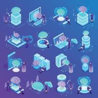 Artificial Intelligence Isometric Icons Vector Illustration