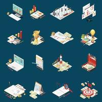 Business Strategy Isometric Icon Set Vector Illustration