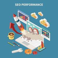 Colored Web SEO Isometric Composition Vector Illustration