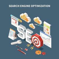 Isometric Isolated Web SEO Composition Vector Illustration