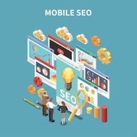 Web SEO Isometric And Colored Composition Vector Illustration