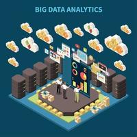 Big Data Analytics Composition Vector Illustration