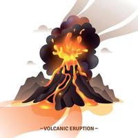 Ilustración de vector de ilustración de dibujos animados de erupción volcánica