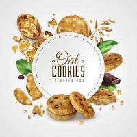 Oat Cookies Frame Realistic Illustration Vector Illustration