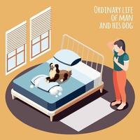 Isometric Ordinary Life Background Vector Illustration