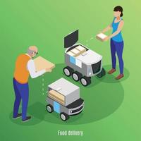 Food Delivery Isometric Background Vector Illustration